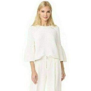 ELIZABETH AND JAMES Carolina Crop White Bell Sleeve Heavy Knit Sweater Woman's M
